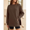 image:imageANRABESS Oversized Sweatshirt for Women Crewneck Fall Outfits  Long Sleeve Side Slit Pullover Tops Comfy Soft Fleece Loose Fit Sweatshirts with Pockets Casual Work Lounge Winter ClothesCoffee