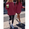 image:imageANRABESS Oversized Sweatshirt for Women Crewneck Fall Outfits  Long Sleeve Side Slit Pullover Tops Comfy Soft Fleece Loose Fit Sweatshirts with Pockets Casual Work Lounge Winter ClothesWine Red