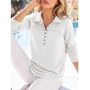 image:imageANRABESS Sweatshirt for Women Long Sleeve Polo Shirts  Grommet HalfPlacket Tunic Tops HighLow Curved Hem Pullover Dressy Business Casual Classic Vintage Fall OutfitsWhite