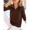 image:imageANRABESS Sweatshirt for Women Long Sleeve Polo Shirts  Grommet HalfPlacket Tunic Tops HighLow Curved Hem Pullover Dressy Business Casual Classic Vintage Fall OutfitsCoffee