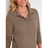 image:imageANRABESS Sweatshirt for Women Long Sleeve Polo Shirts  Grommet HalfPlacket Tunic Tops HighLow Curved Hem Pullover Dressy Business Casual Classic Vintage Fall OutfitsBeige Khaki