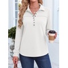 image:imageANRABESS Sweatshirt for Women Long Sleeve Polo Shirts  Grommet HalfPlacket Tunic Tops HighLow Curved Hem Pullover Dressy Business Casual Classic Vintage Fall OutfitsWhite
