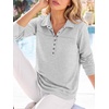 image:imageANRABESS Sweatshirt for Women Long Sleeve Polo Shirts  Grommet HalfPlacket Tunic Tops HighLow Curved Hem Pullover Dressy Business Casual Classic Vintage Fall OutfitsGrey