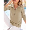 image:imageANRABESS Sweatshirt for Women Long Sleeve Polo Shirts  Grommet HalfPlacket Tunic Tops HighLow Curved Hem Pullover Dressy Business Casual Classic Vintage Fall OutfitsApricot