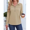 image:imageANRABESS Sweatshirt for Women Long Sleeve Polo Shirts  Grommet HalfPlacket Tunic Tops HighLow Curved Hem Pullover Dressy Business Casual Classic Vintage Fall OutfitsApricot