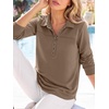 image:imageANRABESS Sweatshirt for Women Long Sleeve Polo Shirts  Grommet HalfPlacket Tunic Tops HighLow Curved Hem Pullover Dressy Business Casual Classic Vintage Fall OutfitsBeige Khaki