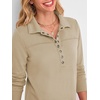 image:imageANRABESS Sweatshirt for Women Long Sleeve Polo Shirts  Grommet HalfPlacket Tunic Tops HighLow Curved Hem Pullover Dressy Business Casual Classic Vintage Fall OutfitsApricot