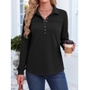 image:imageANRABESS Sweatshirt for Women Long Sleeve Polo Shirts  Grommet HalfPlacket Tunic Tops HighLow Curved Hem Pullover Dressy Business Casual Classic Vintage Fall OutfitsBlack