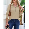 image:imageANRABESS Sweatshirt for Women Long Sleeve Polo Shirts  Grommet HalfPlacket Tunic Tops HighLow Curved Hem Pullover Dressy Business Casual Classic Vintage Fall OutfitsApricot