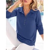 image:imageANRABESS Sweatshirt for Women Long Sleeve Polo Shirts  Grommet HalfPlacket Tunic Tops HighLow Curved Hem Pullover Dressy Business Casual Classic Vintage Fall OutfitsDeep Blue