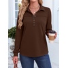 image:imageANRABESS Sweatshirt for Women Long Sleeve Polo Shirts  Grommet HalfPlacket Tunic Tops HighLow Curved Hem Pullover Dressy Business Casual Classic Vintage Fall OutfitsCoffee