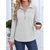 image:imageANRABESS Sweatshirt for Women Long Sleeve Polo Shirts  Grommet HalfPlacket Tunic Tops HighLow Curved Hem Pullover Dressy Business Casual Classic Vintage Fall OutfitsGrey
