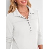 image:imageANRABESS Sweatshirt for Women Long Sleeve Polo Shirts  Grommet HalfPlacket Tunic Tops HighLow Curved Hem Pullover Dressy Business Casual Classic Vintage Fall OutfitsWhite