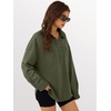 image:imageANRABESS Sweatshirt for Women Oversized Casual Long Sleeve Side Slit Button Lapel Polo Pullover Tunic Tops 2026 Fall OutfitsArmy Green