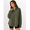 image:imageANRABESS Sweatshirt for Women Oversized Casual Long Sleeve Side Slit Button Lapel Polo Pullover Tunic Tops 2026 Fall OutfitsArmy Green