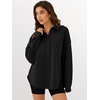 image:imageANRABESS Sweatshirt for Women Oversized Casual Long Sleeve Side Slit Button Lapel Polo Pullover Tunic Tops 2026 Fall OutfitsBlack