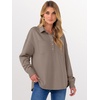 image:imageANRABESS Sweatshirt for Women Oversized Casual Long Sleeve Side Slit Button Lapel Polo Pullover Tunic Tops 2026 Fall OutfitsDark Khaki