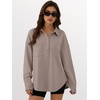 image:imageANRABESS Sweatshirt for Women Oversized Casual Long Sleeve Side Slit Button Lapel Polo Pullover Tunic Tops 2026 Fall OutfitsDark Khaki