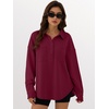 image:imageANRABESS Sweatshirt for Women Oversized Casual Long Sleeve Side Slit Button Lapel Polo Pullover Tunic Tops 2026 Fall OutfitsDark Red