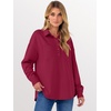 image:imageANRABESS Sweatshirt for Women Oversized Casual Long Sleeve Side Slit Button Lapel Polo Pullover Tunic Tops 2026 Fall OutfitsDark Red
