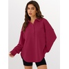 image:imageANRABESS Sweatshirt for Women Oversized Casual Long Sleeve Side Slit Button Lapel Polo Pullover Tunic Tops 2026 Fall OutfitsDark Red