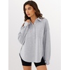 image:imageANRABESS Sweatshirt for Women Oversized Casual Long Sleeve Side Slit Button Lapel Polo Pullover Tunic Tops 2026 Fall OutfitsGrey
