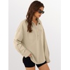 image:imageANRABESS Sweatshirt for Women Oversized Casual Long Sleeve Side Slit Button Lapel Polo Pullover Tunic Tops 2026 Fall OutfitsKhaki