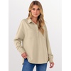 image:imageANRABESS Sweatshirt for Women Oversized Casual Long Sleeve Side Slit Button Lapel Polo Pullover Tunic Tops 2026 Fall OutfitsKhaki