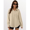 image:imageANRABESS Sweatshirt for Women Oversized Casual Long Sleeve Side Slit Button Lapel Polo Pullover Tunic Tops 2026 Fall OutfitsKhaki