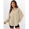 image:imageANRABESS Sweatshirt for Women Oversized Casual Long Sleeve Side Slit Button Lapel Polo Pullover Tunic Tops 2026 Fall OutfitsKhaki