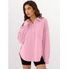 image:imageANRABESS Sweatshirt for Women Oversized Casual Long Sleeve Side Slit Button Lapel Polo Pullover Tunic Tops 2026 Fall OutfitsPink