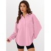 image:imageANRABESS Sweatshirt for Women Oversized Casual Long Sleeve Side Slit Button Lapel Polo Pullover Tunic Tops 2026 Fall OutfitsPink