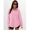 image:imageANRABESS Sweatshirt for Women Oversized Casual Long Sleeve Side Slit Button Lapel Polo Pullover Tunic Tops 2026 Fall OutfitsPink