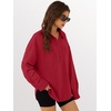 image:imageANRABESS Sweatshirt for Women Oversized Casual Long Sleeve Side Slit Button Lapel Polo Pullover Tunic Tops 2026 Fall OutfitsRed