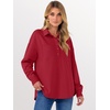 image:imageANRABESS Sweatshirt for Women Oversized Casual Long Sleeve Side Slit Button Lapel Polo Pullover Tunic Tops 2026 Fall OutfitsRed