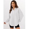 image:imageANRABESS Sweatshirt for Women Oversized Casual Long Sleeve Side Slit Button Lapel Polo Pullover Tunic Tops 2026 Fall OutfitsWhite