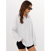 image:imageANRABESS Sweatshirt for Women Oversized Casual Long Sleeve Side Slit Button Lapel Polo Pullover Tunic Tops 2026 Fall OutfitsWhite