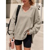 image:imageANRABESS Sweatshirts for Women Oversized V Neck Fleece Outfits  Thumbhole Long Sleeve amp Side Slits Soft Cozy Warm Pullover Tops Casual Going Out Daily Wear Winter Fall Fashion OutfitsLight Khaki