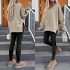 image:imageANRABESS Sweatshirts for Women Oversized V Neck Fleece Outfits  Thumbhole Long Sleeve amp Side Slits Soft Cozy Warm Pullover Tops Casual Going Out Daily Wear Winter Fall Fashion OutfitsLight Khaki
