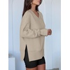 image:imageANRABESS Sweatshirts for Women Oversized V Neck Fleece Outfits  Thumbhole Long Sleeve amp Side Slits Soft Cozy Warm Pullover Tops Casual Going Out Daily Wear Winter Fall Fashion OutfitsLight Khaki
