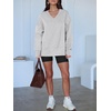 image:imageANRABESS Sweatshirts for Women Oversized V Neck Fleece Outfits  Thumbhole Long Sleeve amp Side Slits Soft Cozy Warm Pullover Tops Casual Going Out Daily Wear Winter Fall Fashion OutfitsGrey
