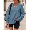 image:imageANRABESS Sweatshirts for Women Oversized V Neck Fleece Outfits  Thumbhole Long Sleeve amp Side Slits Soft Cozy Warm Pullover Tops Casual Going Out Daily Wear Winter Fall Fashion OutfitsGrey Blue