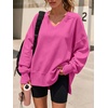 image:imageANRABESS Sweatshirts for Women Oversized V Neck Fleece Outfits  Thumbhole Long Sleeve amp Side Slits Soft Cozy Warm Pullover Tops Casual Going Out Daily Wear Winter Fall Fashion OutfitsHot Pink