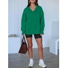 image:imageANRABESS Sweatshirts for Women Oversized V Neck Fleece Outfits  Thumbhole Long Sleeve amp Side Slits Soft Cozy Warm Pullover Tops Casual Going Out Daily Wear Winter Fall Fashion OutfitsGreen