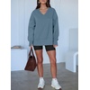 image:imageANRABESS Sweatshirts for Women Oversized V Neck Fleece Outfits  Thumbhole Long Sleeve amp Side Slits Soft Cozy Warm Pullover Tops Casual Going Out Daily Wear Winter Fall Fashion OutfitsGrey Blue