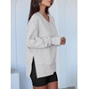 image:imageANRABESS Sweatshirts for Women Oversized V Neck Fleece Outfits  Thumbhole Long Sleeve amp Side Slits Soft Cozy Warm Pullover Tops Casual Going Out Daily Wear Winter Fall Fashion OutfitsGrey