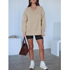 image:imageANRABESS Sweatshirts for Women Oversized V Neck Fleece Outfits  Thumbhole Long Sleeve amp Side Slits Soft Cozy Warm Pullover Tops Casual Going Out Daily Wear Winter Fall Fashion OutfitsLight Khaki