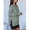 image:imageANRABESS Sweatshirts for Women Oversized V Neck Fleece Outfits  Thumbhole Long Sleeve amp Side Slits Soft Cozy Warm Pullover Tops Casual Going Out Daily Wear Winter Fall Fashion OutfitsSage Green