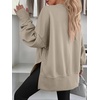 image:imageANRABESS Sweatshirts for Women Oversized V Neck Fleece Outfits  Thumbhole Long Sleeve amp Side Slits Soft Cozy Warm Pullover Tops Casual Going Out Daily Wear Winter Fall Fashion OutfitsLight Khaki