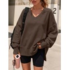 image:imageANRABESS Sweatshirts for Women Oversized V Neck Fleece Outfits  Thumbhole Long Sleeve amp Side Slits Soft Cozy Warm Pullover Tops Casual Going Out Daily Wear Winter Fall Fashion OutfitsCoffee
